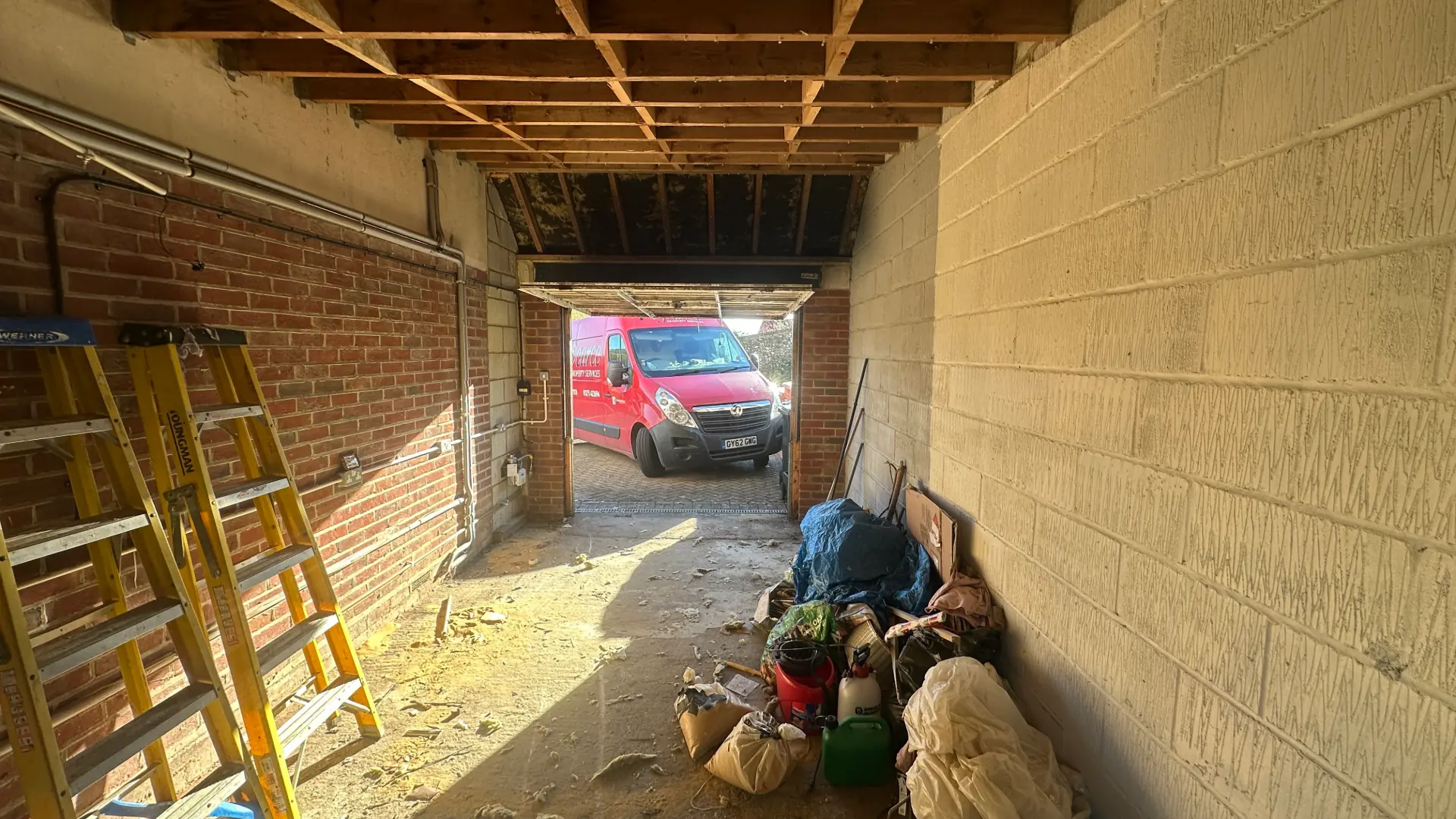 Before — Mile Oak garage prior to conversion