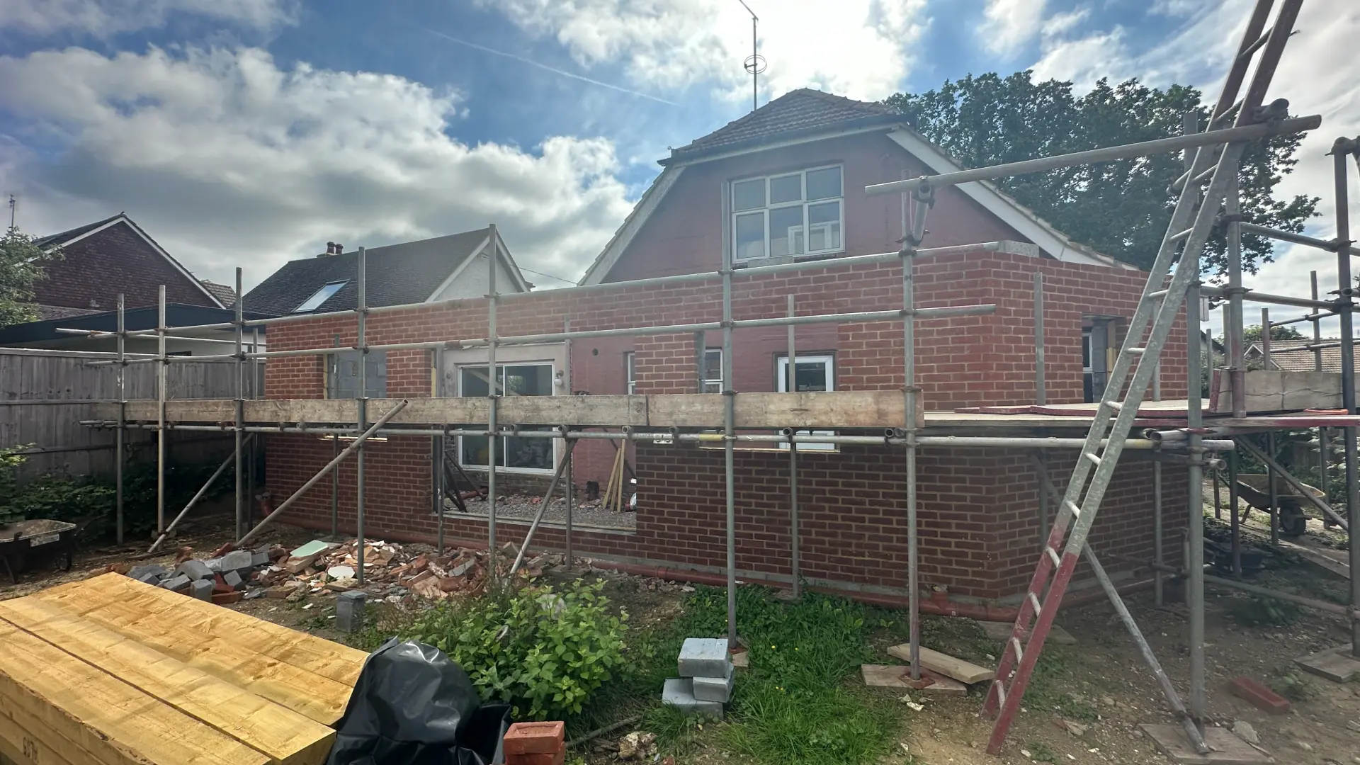 During — house extension under construction in Upper Beeding